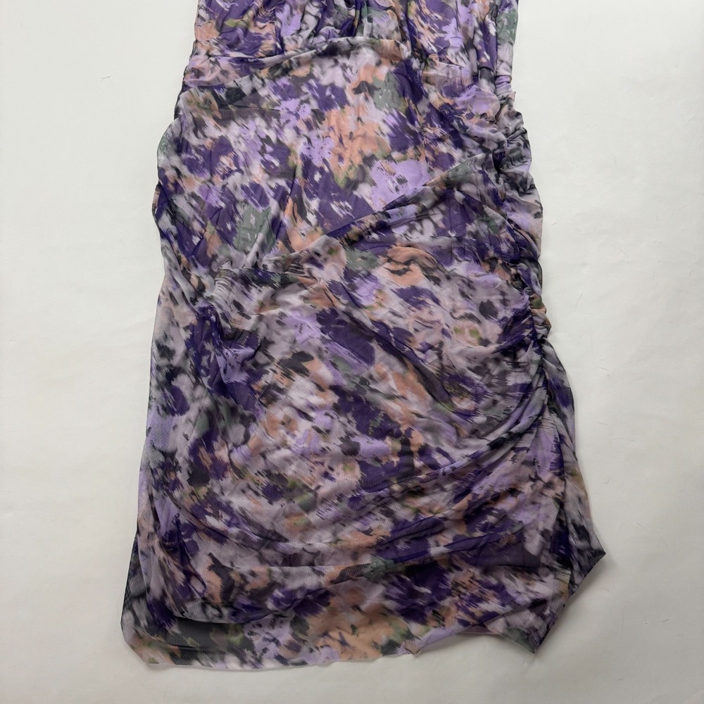 Chico's Purple Ruched Mesh Midi Dress Lined Sleeveless Stretch 16/18 (Chico 3) - Picture 4 of 11